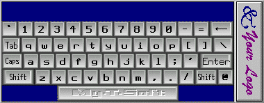 My-T-Soft on screen keyboard with hidden keys and custom logo