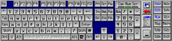 My-T-Touch US Standard 104 Keyboard Layout with Edit, Numeric & Control Panel Opened in size 8